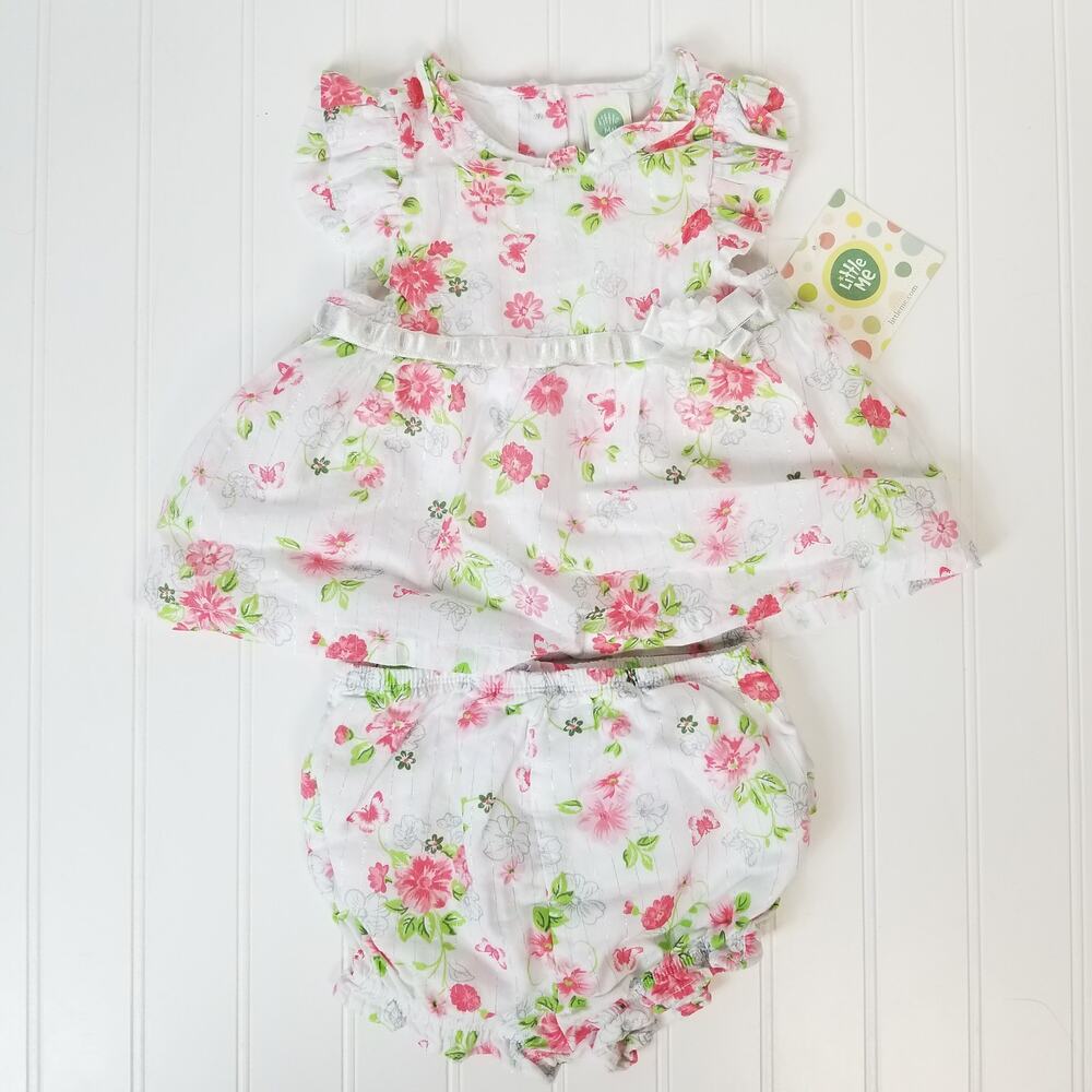 Little Me 12M Dress Bloomer Set Pink Floral‎